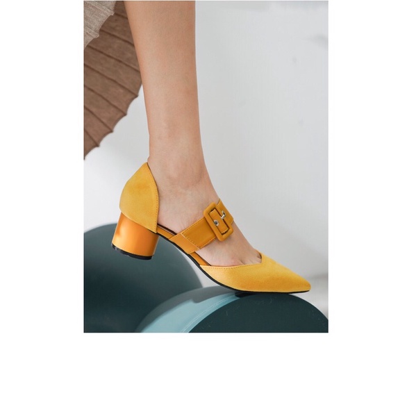 Giày búp bê nữ kiểu dáng gót tròn 6cm thời trang, kết hợp đai khoá sang trọng, SB47 - November House