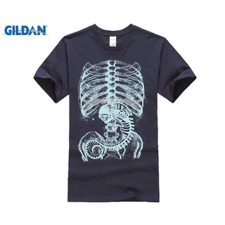 Diy Classic Alien Bone Men T shirts Medium Alien Covenant T-shirt Soft Cotton Band Tees Guys Shirt Navy