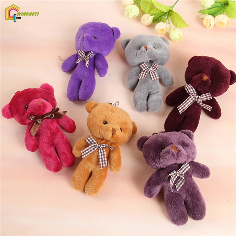 🎉TG 1Pc Mini Plush Bear Đồ chơi 12cm Liên kết gấu Mặt dây chuyền PP Cotton Mềm nhồi đồ chơi Bó hoa Quà tặng ngày lễ