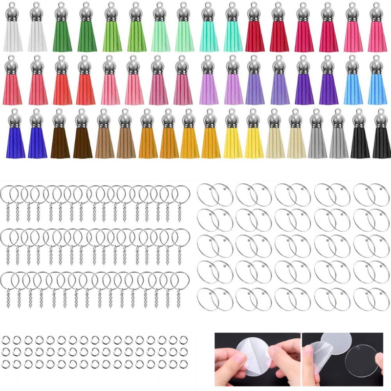 Set 50 Móc Khóa Tròn Bằng Acrylic Trong Suốt