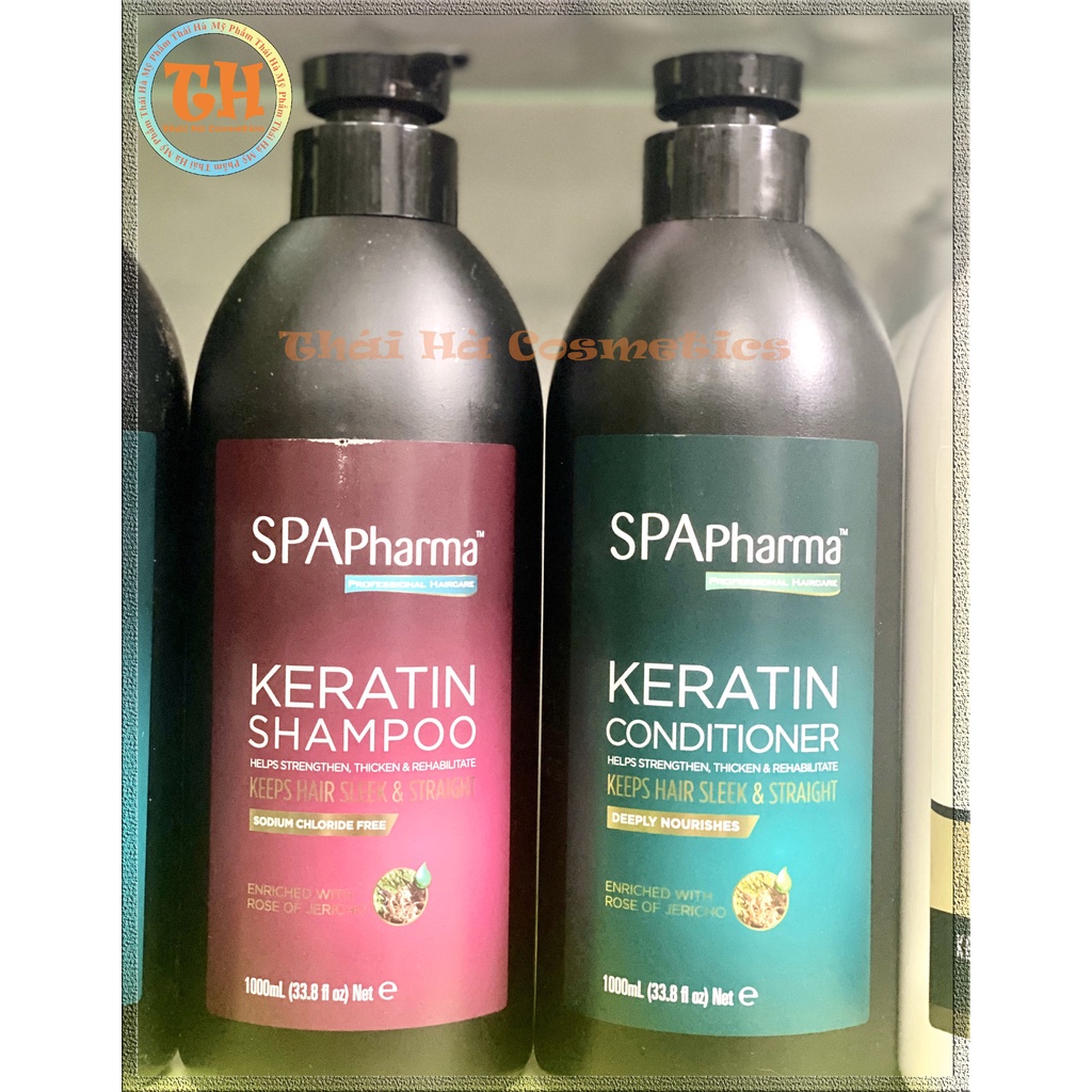 Cặp dầu gội xả chăm sóc tóc Keratin SPA Pharma chiết xuất hoa hồng Jericho - Enriched With Rose Of Jericho 1000ml