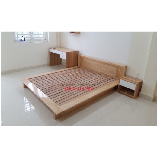 Giường ngủ gỗ sồi vai bè 1m6x2m mẫu 81