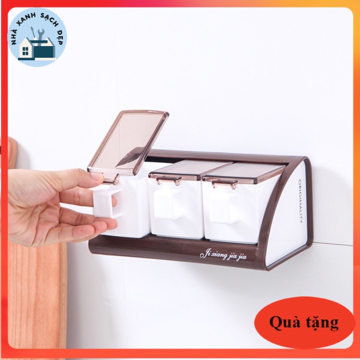 Hộp đựng gia vị dán tường 3 ngăn