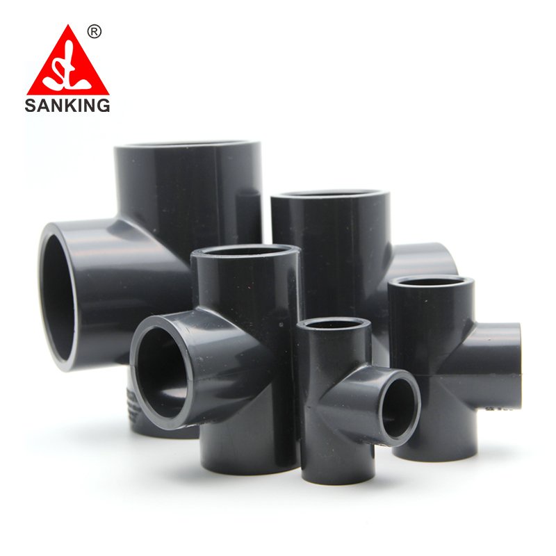 Nối Chữ T UPVC Sanking chống va đập ăn mòn màu xám đen