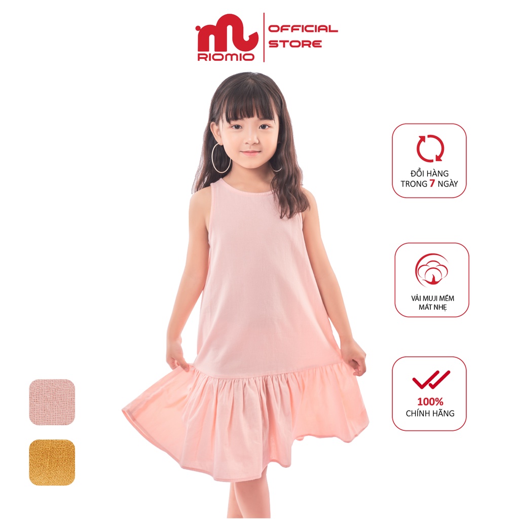 Váy bé gái 3-11 tuổi (15-40kg) RIOMIO công chúa sát nách dáng suông chất đũi mềm mát cho bé gái - RV22102