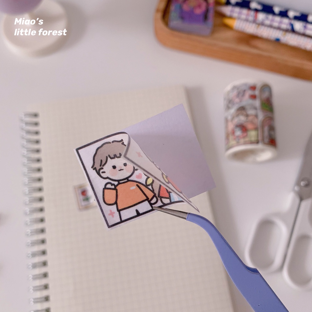 Giấy chiết washi tape MIAO'S LITTLE FOREST giấy bóng dán băng dính sticker lõi thay dùng cho sổ chiết