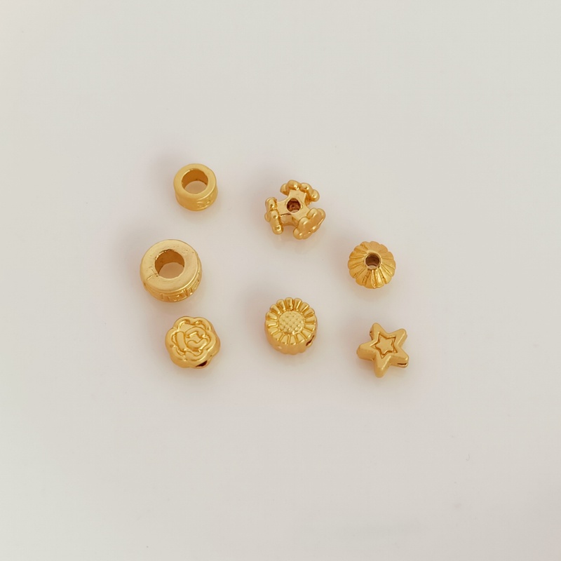 Bộ 10 Hạt Xâu Chuỗi Hình Hoa Bướm/Ngôi Sao Năm Cánh Màu Vàng 18K Kiểu Cổ Điển Thời Trang Diy