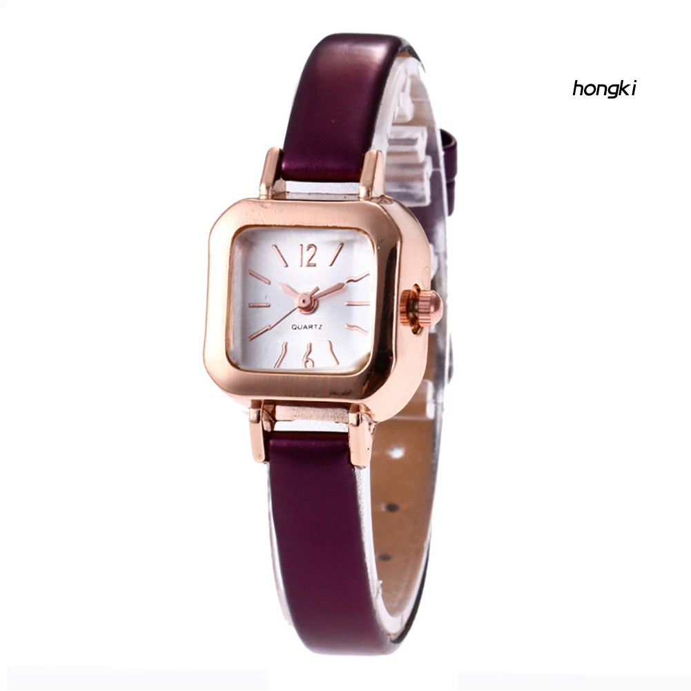 Đồng Hồ Đeo Tay Có Dây Đeo Bằng Da Giả Và Mặt Đồng Hồ Hình Vuông Màu Trơn Thời Trang Cho Nữ | BigBuy360 - bigbuy360.vn
