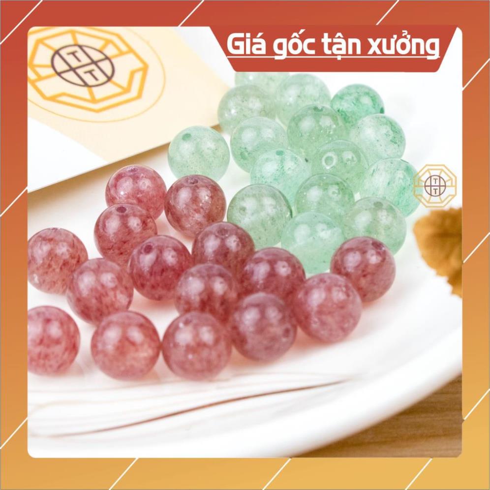 Hạt Đá phong thủy T Anh Dâu Tây tự nhiên làm vòng tay handmade đủ size 6 8 10li - Tổng Sỉ Phong Thủy
