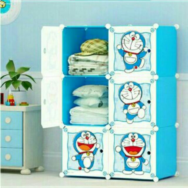 Tủ nhựa lắp ráp 6 ô size lớn mẫu đôrêmon