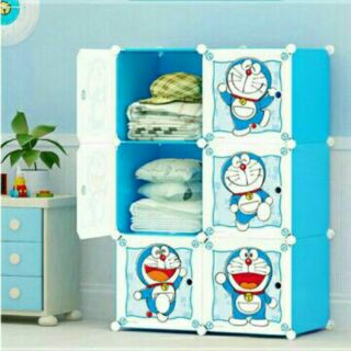 Tủ nhựa lắp ráp 6 ô size lớn mẫu đôrêmon