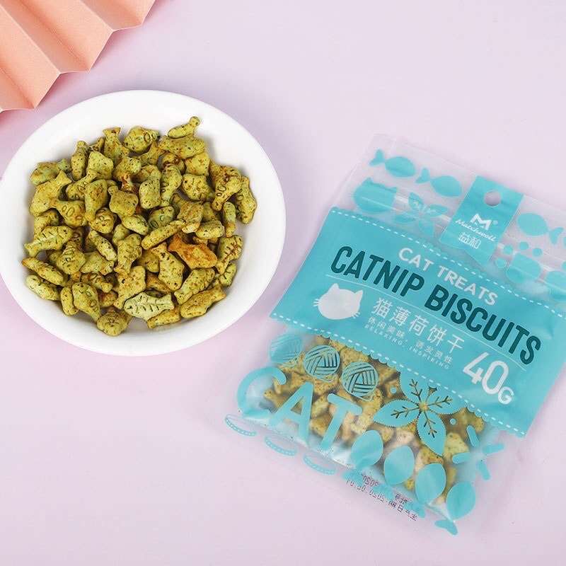 Bánh quy cá CATNIP BISCUITS tiêu búi lông, sạch răng và hôi miệng cho mèo gói 40G