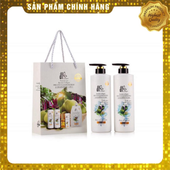 MUA NGAY Cặp Dầu Gội Xả Bưởi Bồ Kết, Cặp Dầu Collagen DL Ngăn Ngừa Rụng Tóc- Kết Hợp 2in1- MUA NGAY!!!