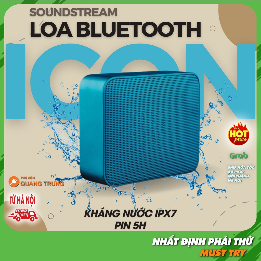 Loa bluetooth Soundstream Icon, pin đến 5h, kháng nước Ipx7, mang theo người tiện lợi