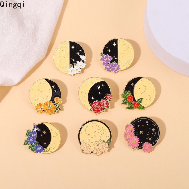 Ghim cài áo tròn MISS ZOE hình bầu trời/ mặt trăng/ hoa hồng bằng kim loại thích làm quà tặng đám cưới cho bạn bè
