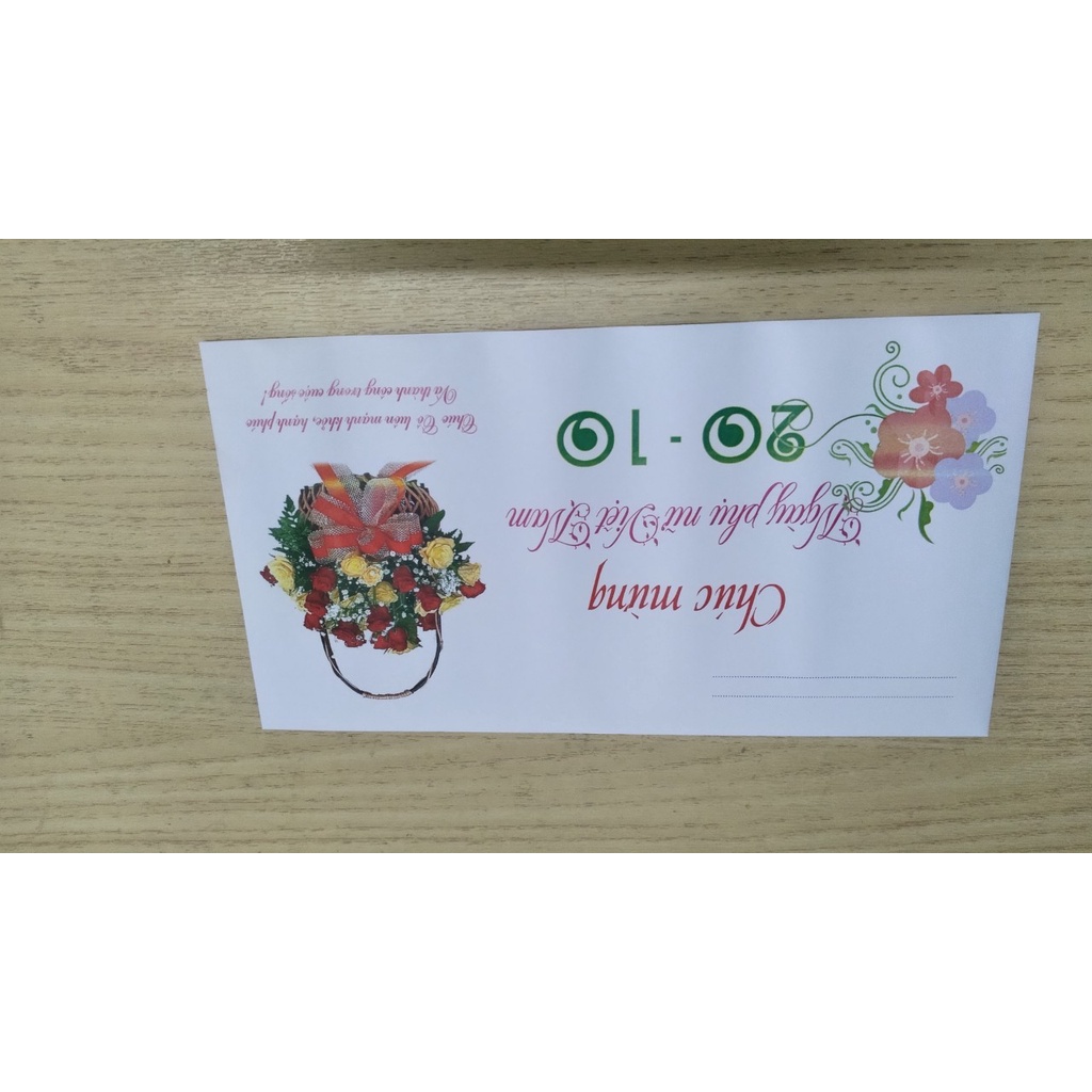 Phong bì 20 - 10 dùng để tặng quà ngày phụ nữ vIệt Nam. Mẫu ngẫu nhiên