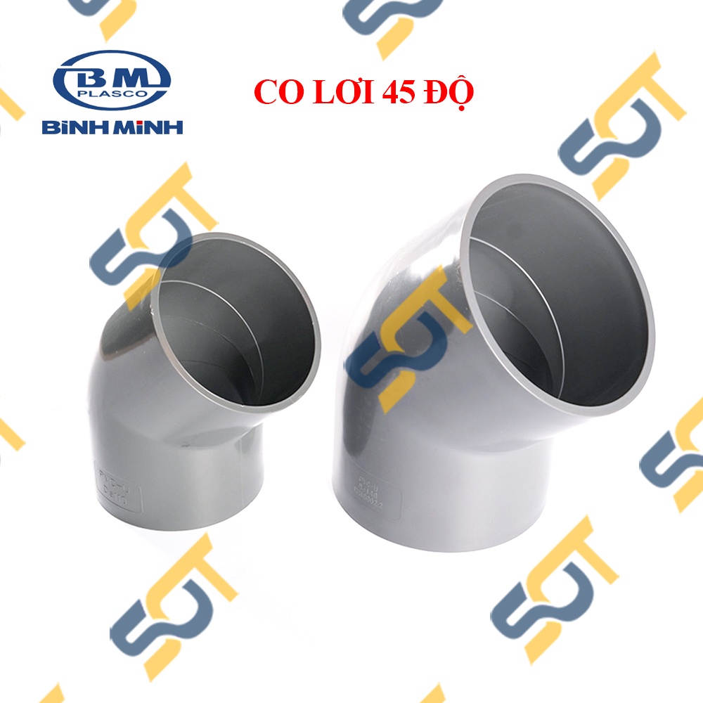 Co Lơi Nhựa PVC Trơn Dán 2 Đầu Nối Ống 21 27 34 - Thương Hiệu Ống Nhựa Bình Minh - Chếch, Cong Lơ, Cút