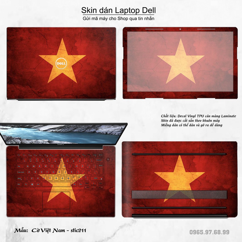 Skin dán Laptop Dell in hình cờ Việt Nam (inbox mã máy cho Shop)