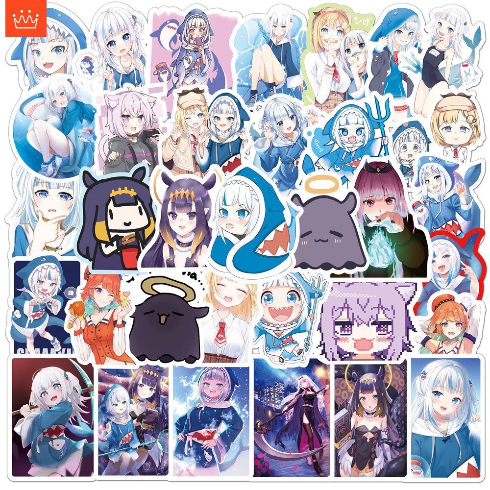 J· Bộ Hình Dán Chống Thấm Hololive Vtuber Gawr Gura, 50 tờ/bộ