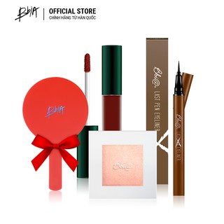 Combo Make Up Tông Cam - Son Kem Lì Asia Edition 5g+ Eyeliner #02 0.6.g+ Highlighter 8g+ Gương 5g - Bbia Official