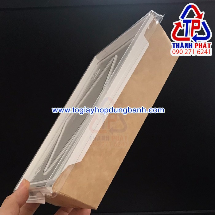 50 Hộp giấy đựng thức ăn nắp trong - Hộp giấy đựng bánh bông lan - Hộp giấy đựng cơm gạo lứt