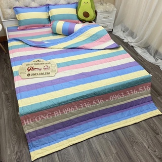 bộ chăn phao ga gối 5 món cotton poly (mẫu cầu vồng nhạt )