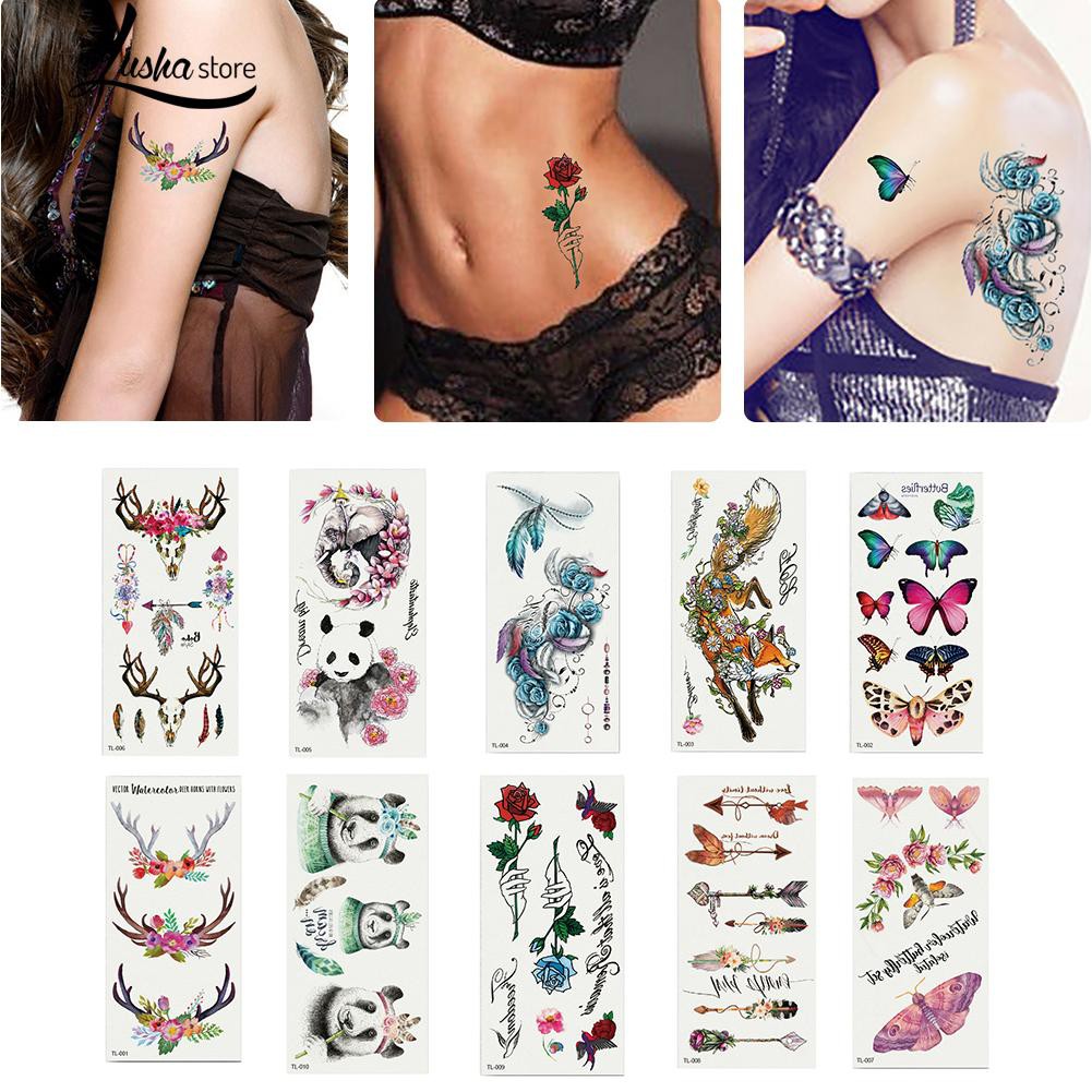 Set 2 tấm hình xăm dán hình động vật dễ thương
