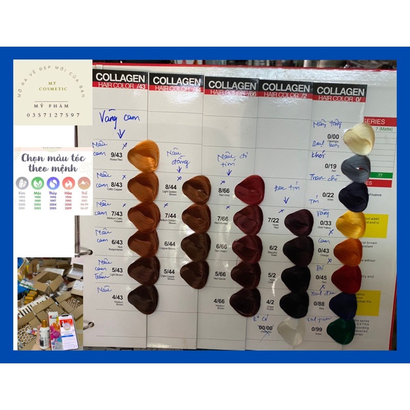 Thuốc nhuộm tóc đủ màu KHÔNG KÈM OXI