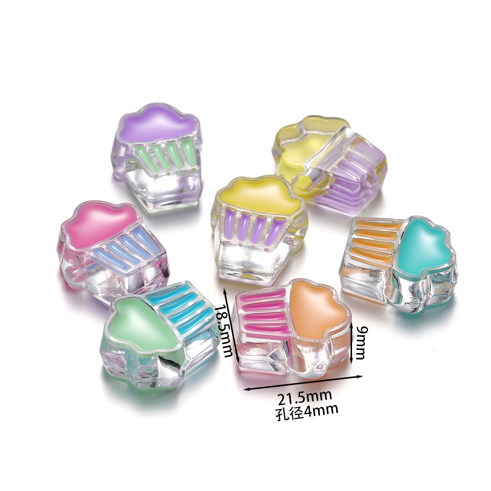 Bộ 5 hạt xỏ vòng đeo tay ST.KUNKKA bằng acrylic hình hoa / trái tim độc đáo sáng tạo