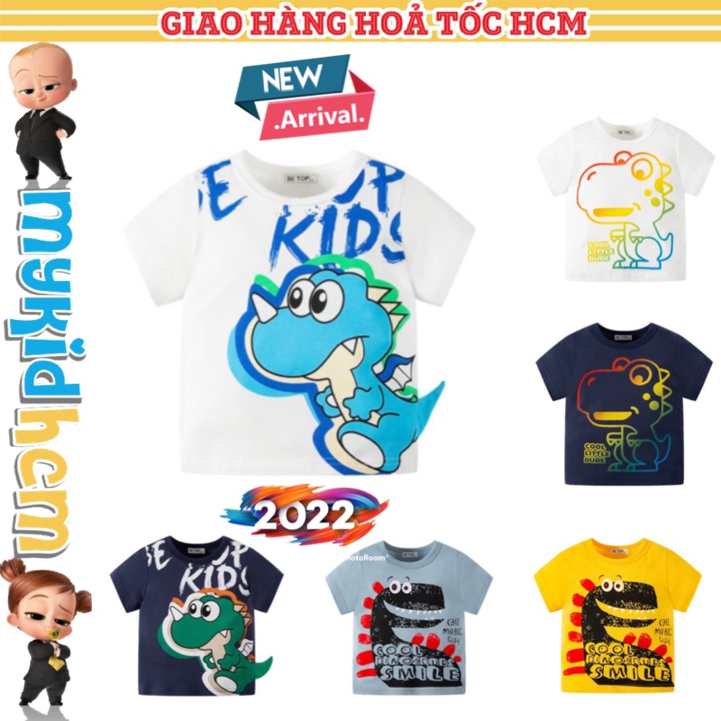 Áo thun cho bé trai MẪU MỚI 2022 in hình DINOSAUR 3D ngộ nghĩnh chất cotton mềm mịn