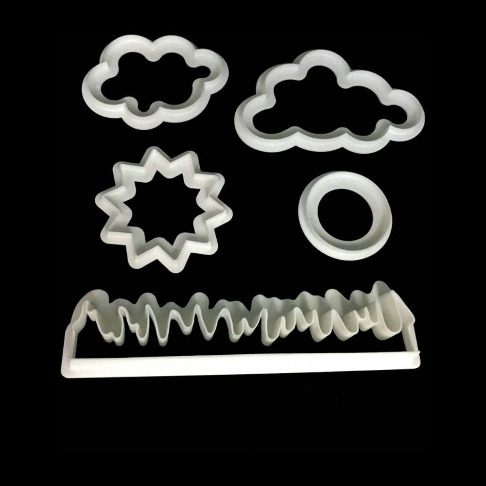 Set 5 khuôn nhấn tạo hình đám mây/cỏ/mặt trời trang trí bánh đáng yêu