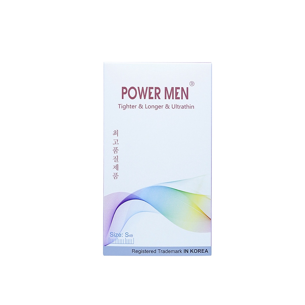 Bao cao su Powermen Tighter & Longer & Ultrathin Ôm sát, Siêu mỏng, Kéo dài Power men size nhỏ Hộp 12 chiếc