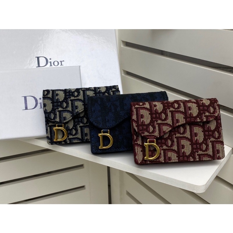 Ví đựng thẻ nhỏ gọn thời trang nữ thương hiệu cao cấp Dior CD Oblique da thật nhập khẩu