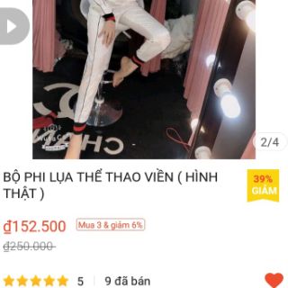 [Giá hủy diệt] Bộ phi lụa thể thao viền nhỏ cao cấp(kèm hình thật,video sp)