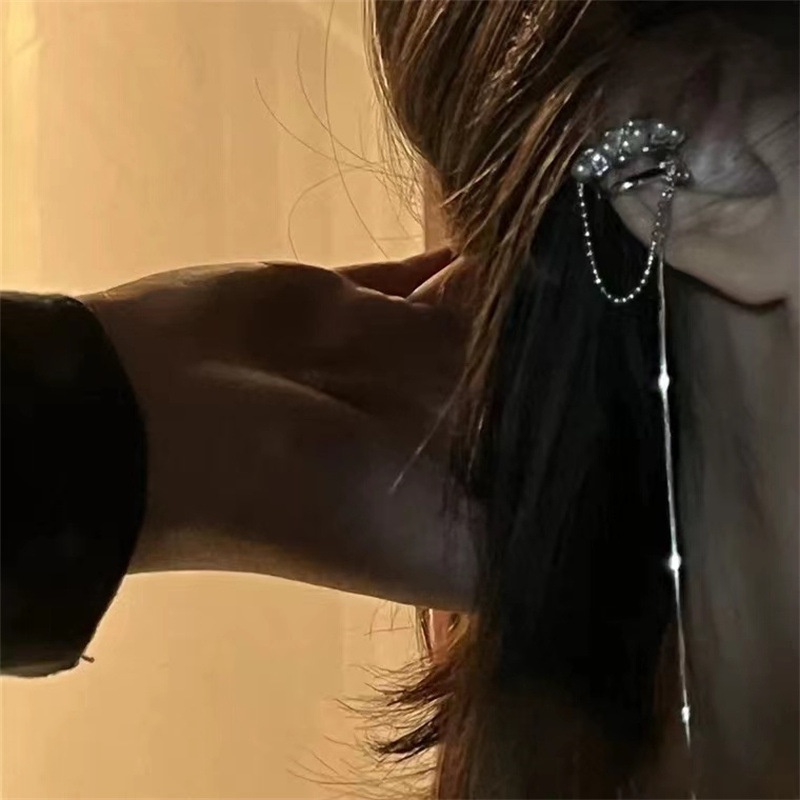 Khuyên Kẹp Vành Tai Không Xỏ Lỗ Thiết Kế Mặt Dây Ngọc Trai Cho Nữ