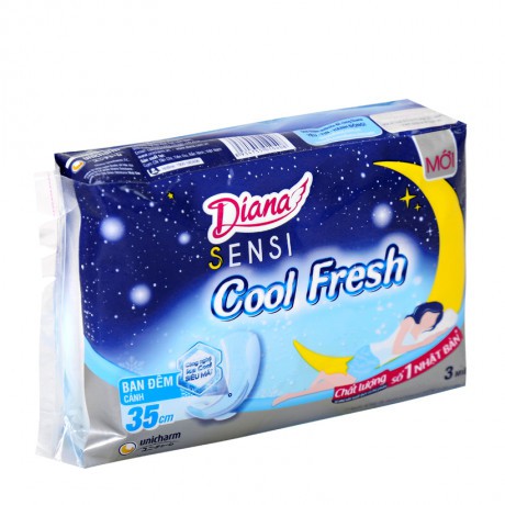 Băng vệ sinh Diana Ban đêm Sensi Cool Fresh có cánh 35cm