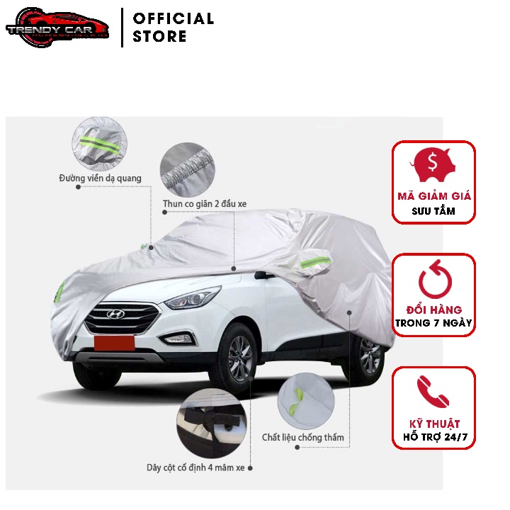BẢNG SIZE CHUẨN | Bạt Phủ Toàn Xe 3 Lớp Chống Nắng, Chống Nước, Chống Cháy Cho Ô Tô | Đủ Tất Cả Các Size