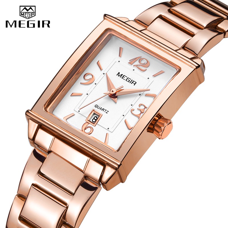 Đồng Hồ Đeo Tay MEGIR 1079 Bằng Thép Không Gỉ Màu Vàng Hồng Sang Trọng Dành Cho Nữ