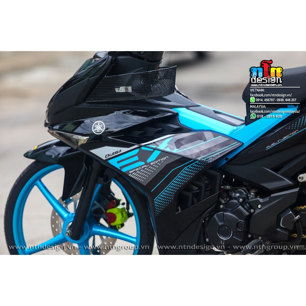 Tem rời Exciter 150 đen xanh ngọc y15zr ,tem 3 lớp cao cấp