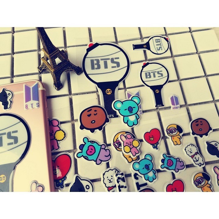 Sticker ba chiều Linh vật BTS mẫu mới