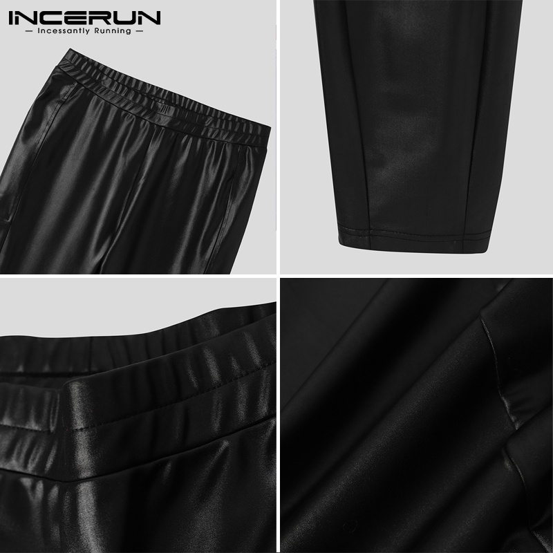 Quần dài INCERUN dáng ôm vừa vặn lưng thun màu trơn thời trang thường ngày cho nam