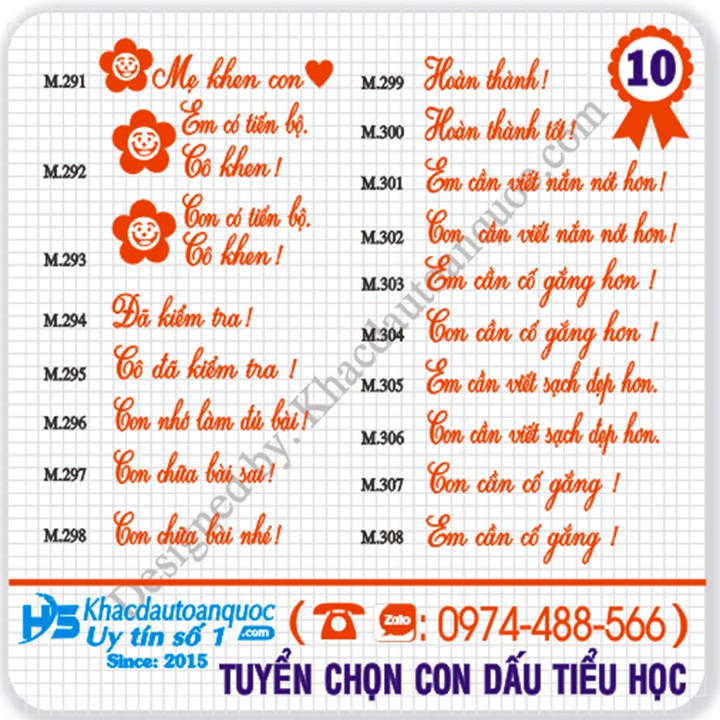 [M10.291-M10.308] Con dấu nhận xét học sinh tiểu học