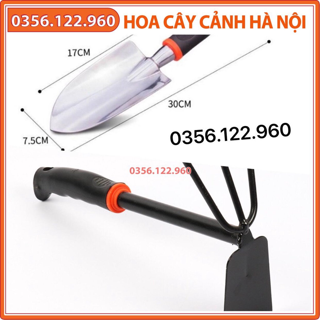 [Rẻ vô địch] Combo 2 dụng cụ làm vườn XẺNG, CUỐC CÀO SỚI ĐẤT 2 ĐẦU MINI CÁN CAO SU dài 30cm tiện dụng