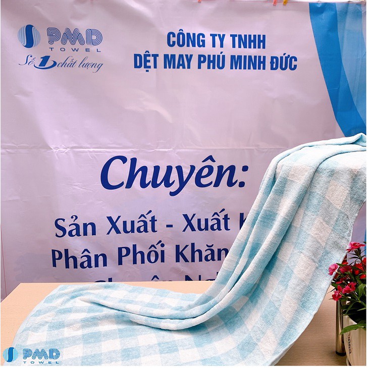 Khăn tắm kẻ gia đình cotton cao cấp xuất Nhật cực mềm êm nhẹ thấm nước tốt nhanh khô không sổ lông phai màu