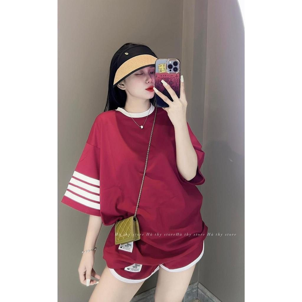 Set bộ nữ dễ thươngđi chơi với set 2 món quần đùi ngắn kèm áo thun form rộng cổ tròn xinh xắn phong cách hàn quốc