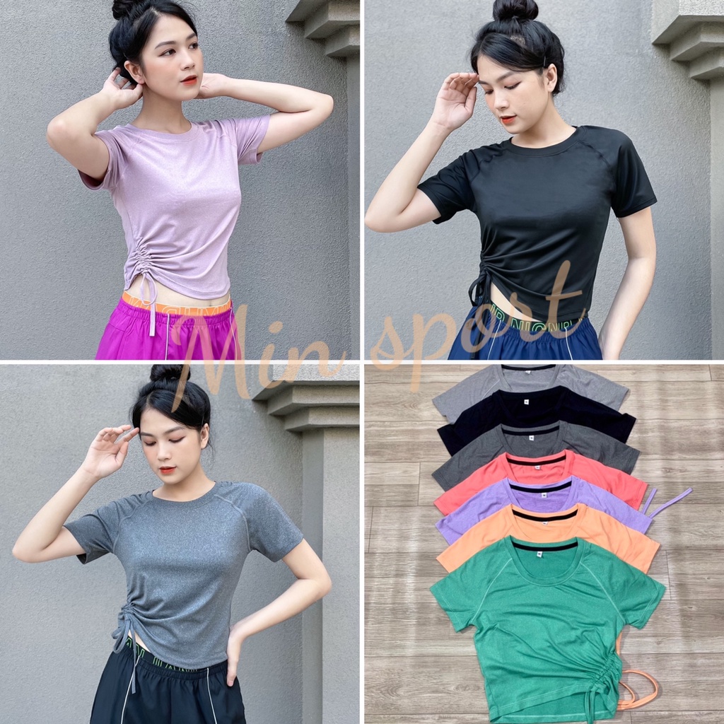 Áo Croptop Tập Gym Yoga Nữ Rút Dây Bên Hông Vải Thun Co Dãn Tốt - AC0312