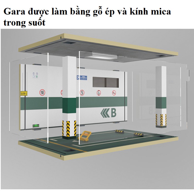 Gara trưng bày xe mô hình ô tô tỉ lệ 1:18 bằng gỗ có đèn chiếu sáng để được 1 xe