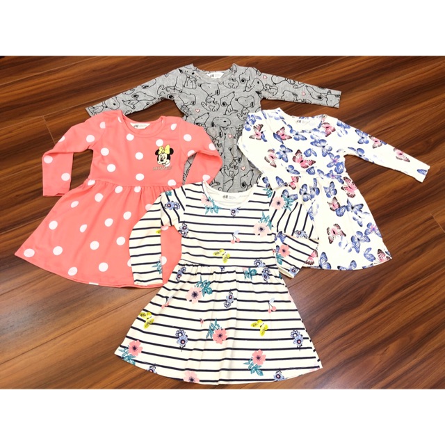 Đầm tay dài HM xinh 1-10t