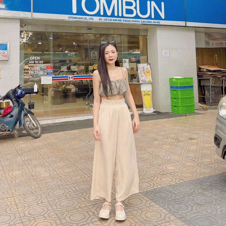 Quần suông dáng lửng nữ cạp cao. Quần culottes ống rộng lưng cao dáng đẹp, quần công sở, thiết kế T-Ju(quần Thanh Thanh) | BigBuy360 - bigbuy360.vn