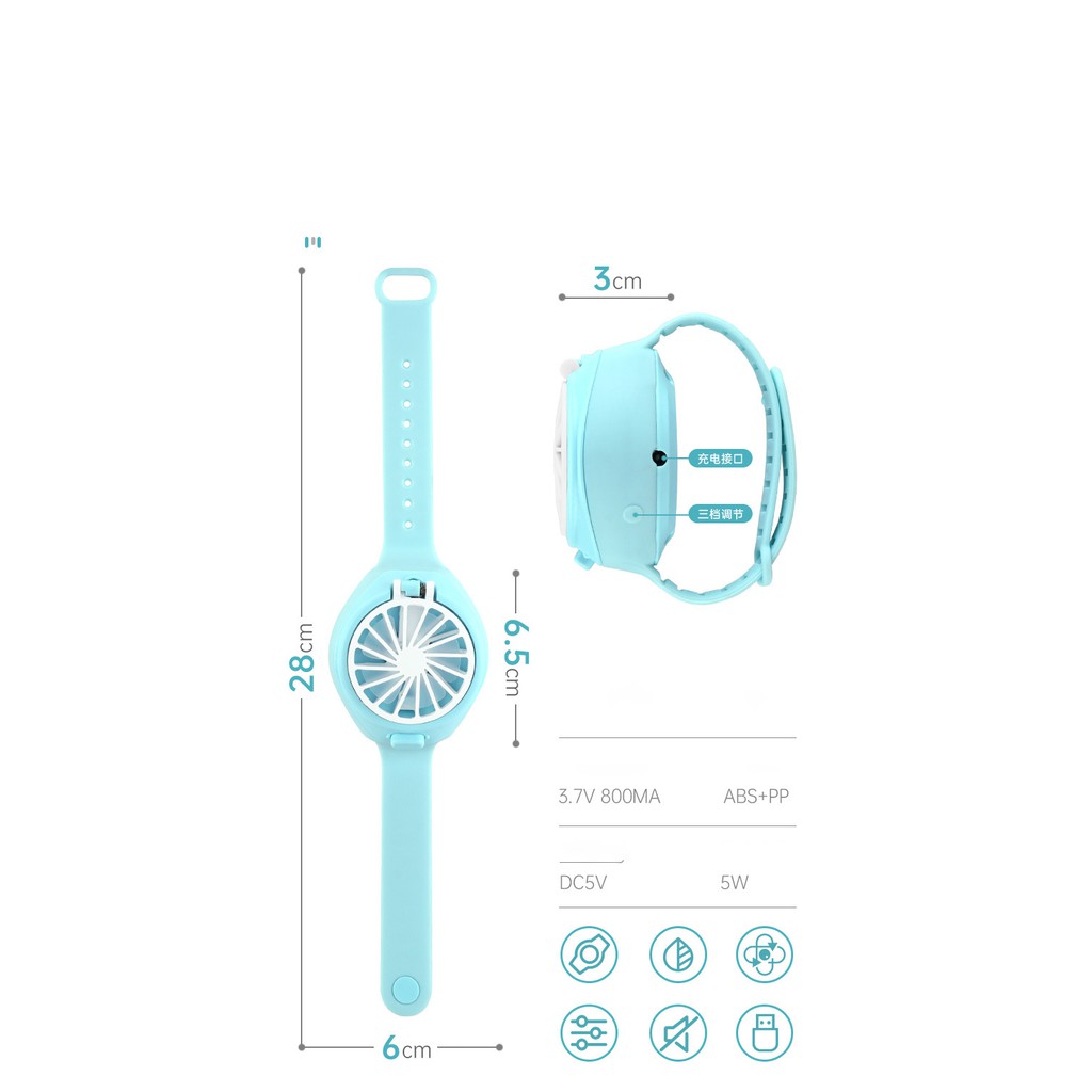 Quạt Đeo Tay Mini Tiện Lợi Xua Tan Nóng Mùa Hè, Sạc Usb Không Gây Tiếng Ồn | BigBuy360 - bigbuy360.vn